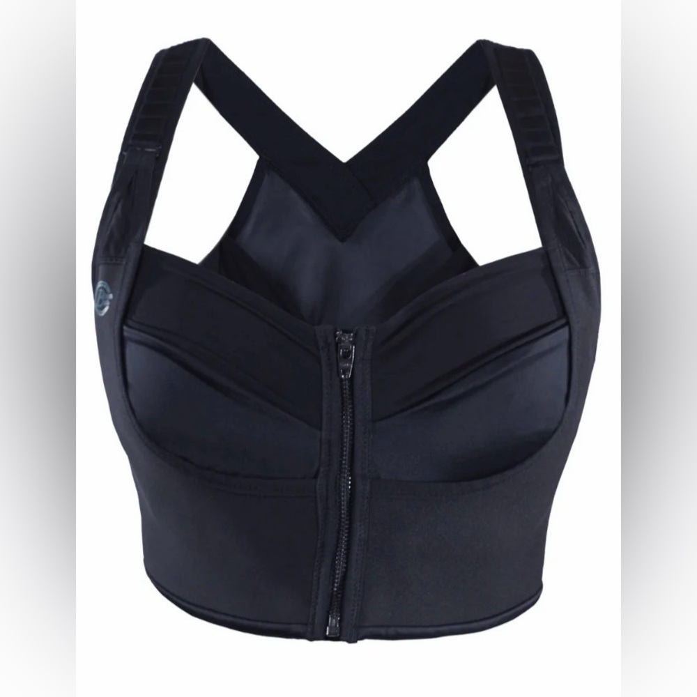 NWT Bloom Black Front-Zip Sports Bra Size 10